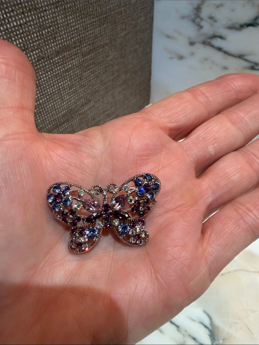 Crystal Butterfly Brooch - Purple Multicolor Sparkle